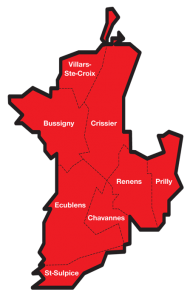 Carte du district de l'Ouest lausannois
