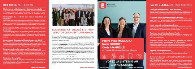 Tract du PS Ouest lausannois pour présenter ses candidat-e-s au Grand Conseil pour la législature 2017-2022 - Page 1